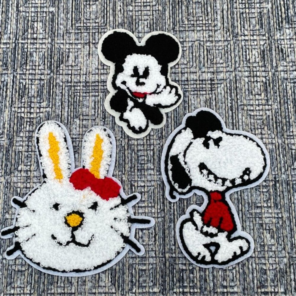 Lot of 3 Patches Iron On Soft Clothes Patches for Craft Kids Jackets Jeans Acces
